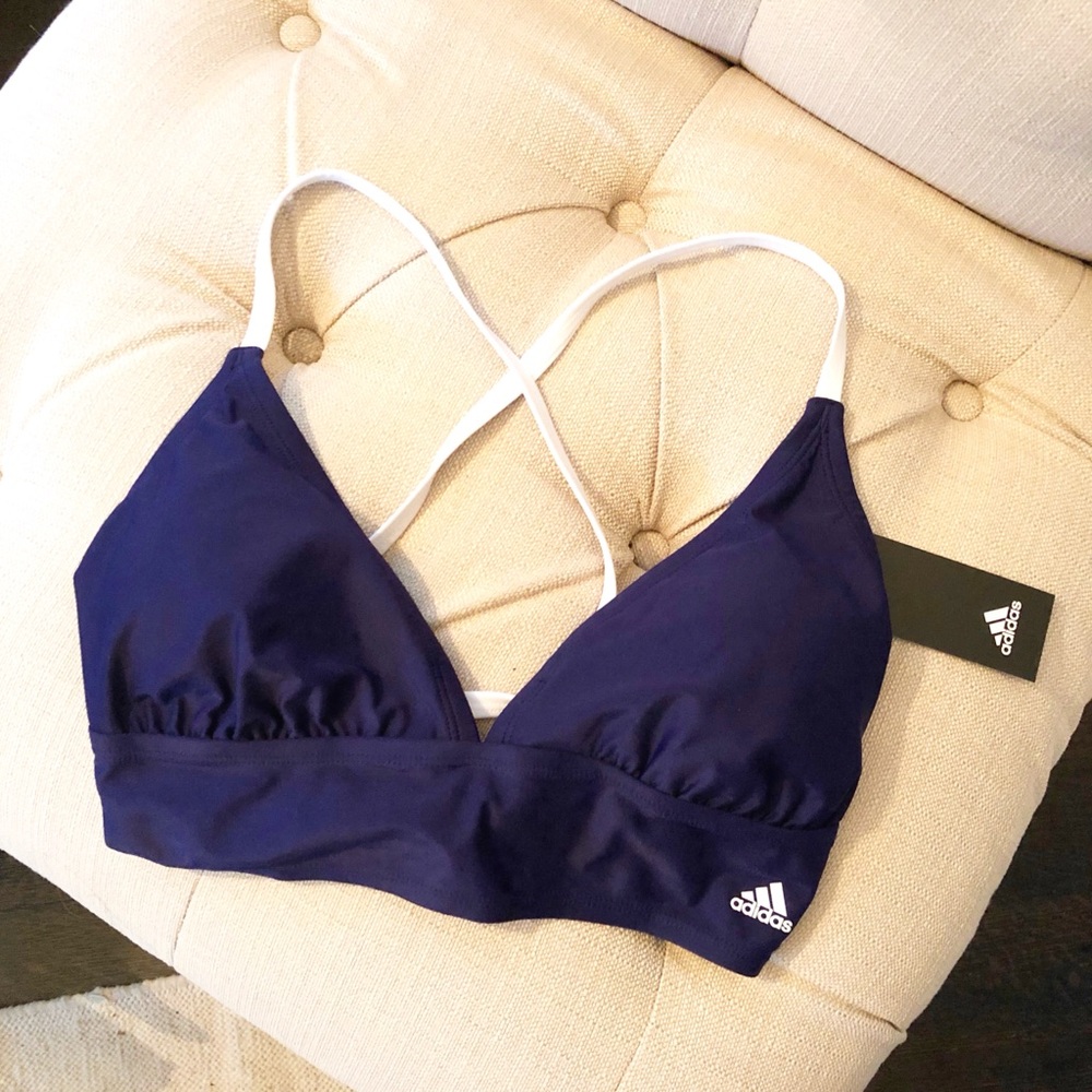 New ADIDAS Criss Cross Sexy Navy Bikini Top - Picture 4 of 8